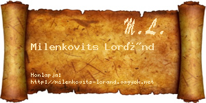 Milenkovits Loránd névjegykártya